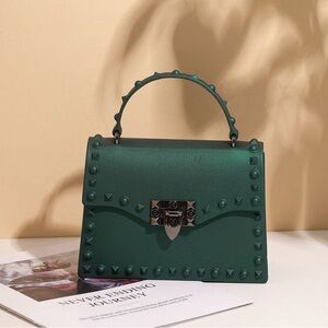 NWT MW Most Wanted jelly studded 3 ways to wear handbag Green Faux Fur Extra